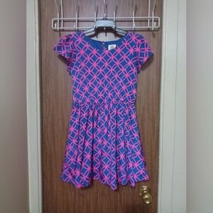 Total Girl Pink and Blue Patterned Dress